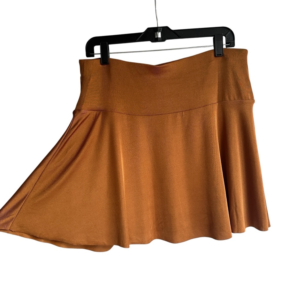 Free People Copper Rust Mini Skirt with Ruched Side Tie - Picture 4 of 6
